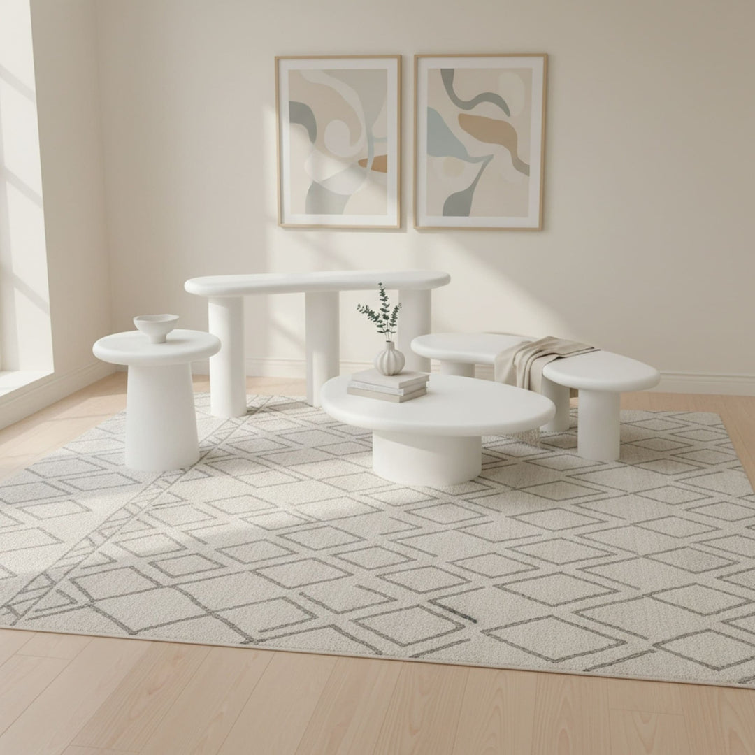 Sven Tall Wooden Coffee Table in Rice — lifestyle photo