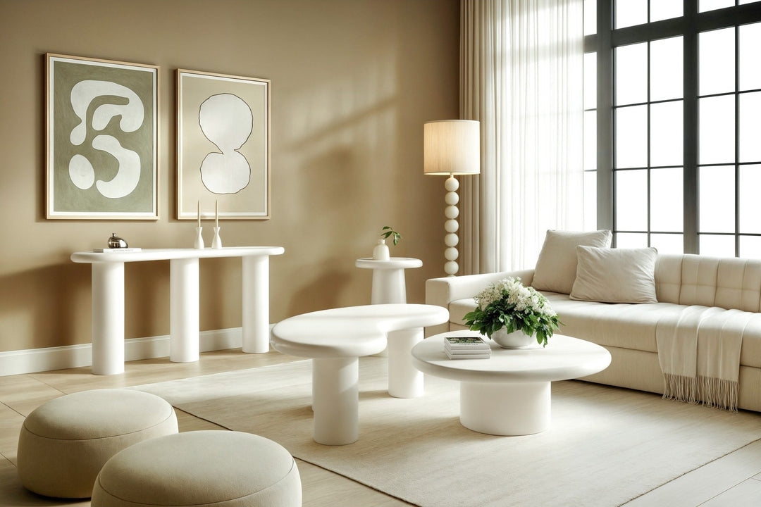 Sven Wooden End Table in Rice — lifestyle photo