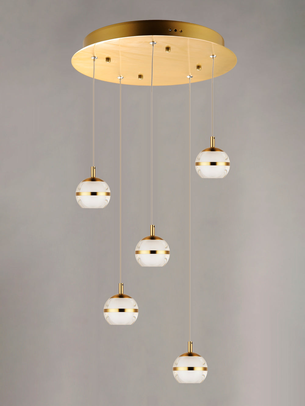 Swank 5-Light LED Pendant by ET2 Lighting, styled view 1