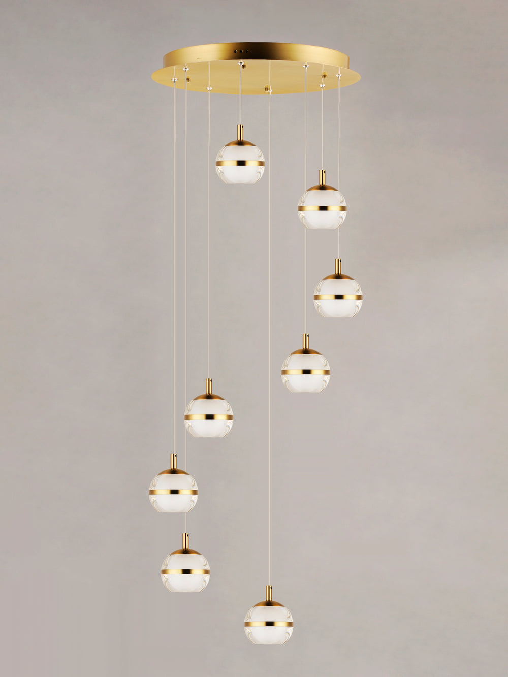 Swank 8-Light LED Pendant by ET2 Lighting, styled view 1