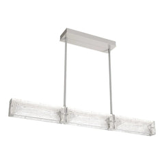 Tabulo Linear Chandelier by Hammerton Studio in Beige Silver with Tabulo Linea glass