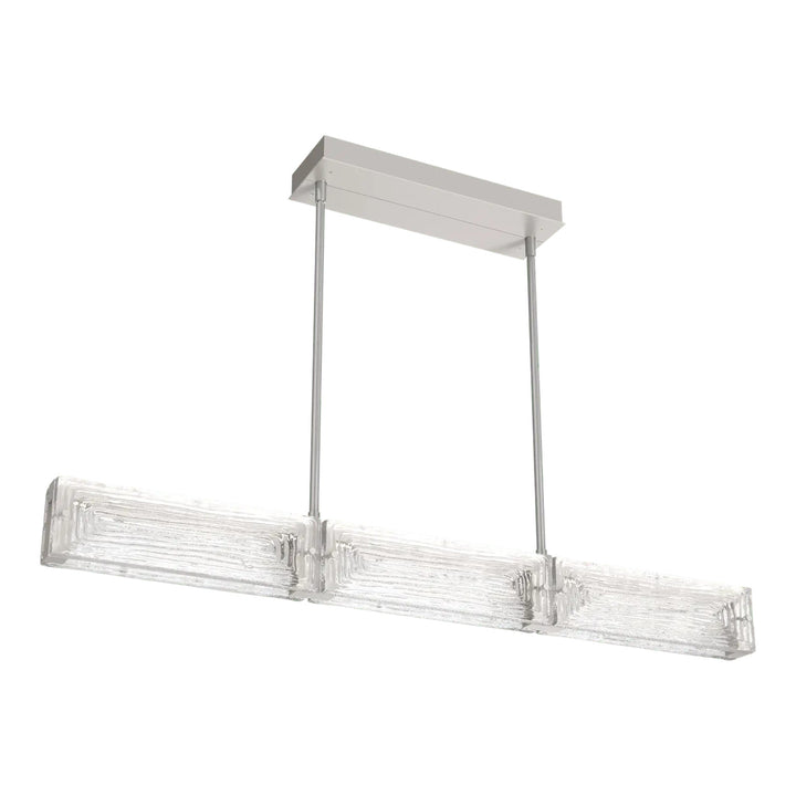 Tabulo Linear Chandelier by Hammerton Studio in Beige Silver with Tabulo Linea glass