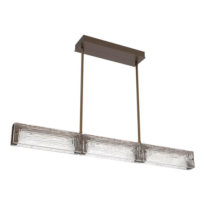 Tabulo Linear Chandelier by Hammerton Studio in Flat Bronze with Tabulo Linea glass