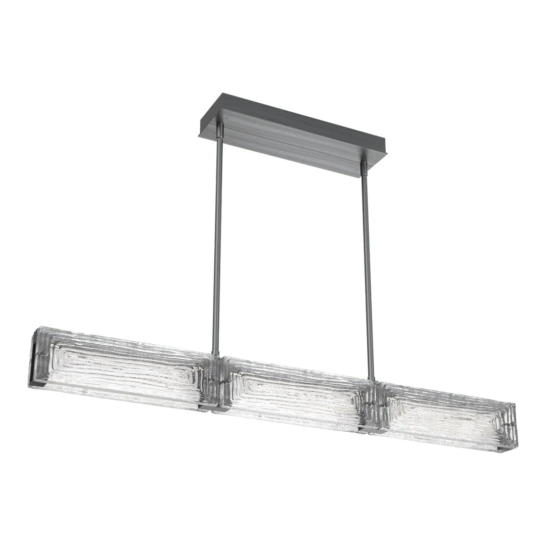 Tabulo Linear Chandelier by Hammerton Studio in Gunmetal with Tabulo Linea glass