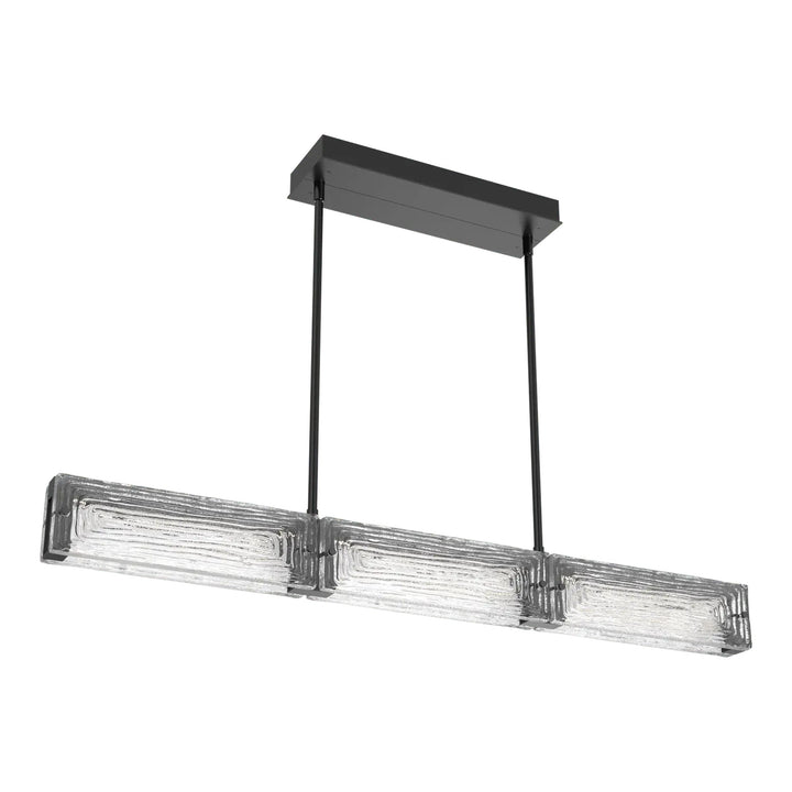 Tabulo Linear Chandelier by Hammerton Studio in Matte Black with Tabulo Linea glass