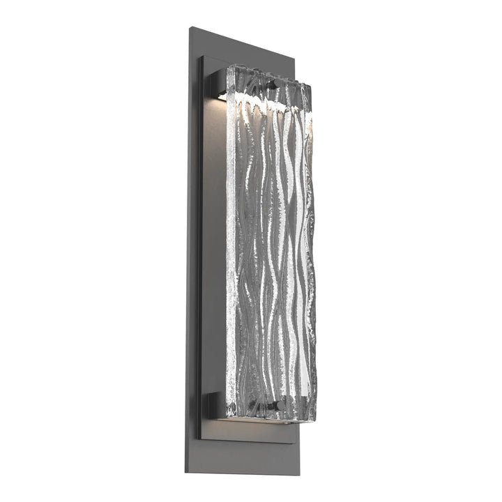 Tabulo Outdoor Sconce by Hammerton Studio in Argento Grey with Tabulo Tidal glass (Medium)