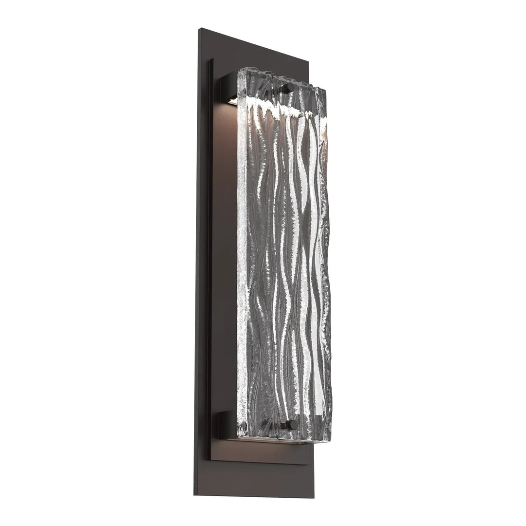 Tabulo Outdoor Sconce by Hammerton Studio in Statuary Bronze with Tabulo Tidal glass (Medium)