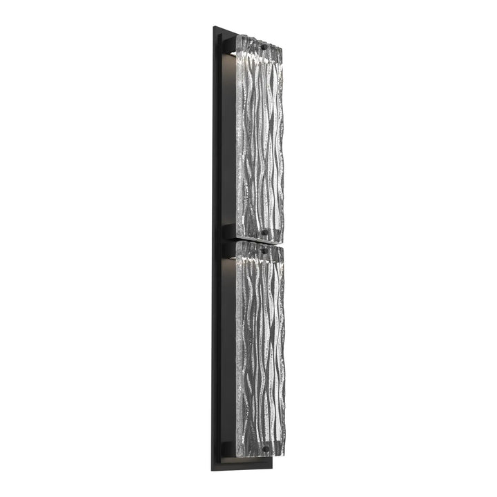 Tabulo Outdoor Sconce by Hammerton Studio in Textured Black with Tabulo Tidal glass (Large)