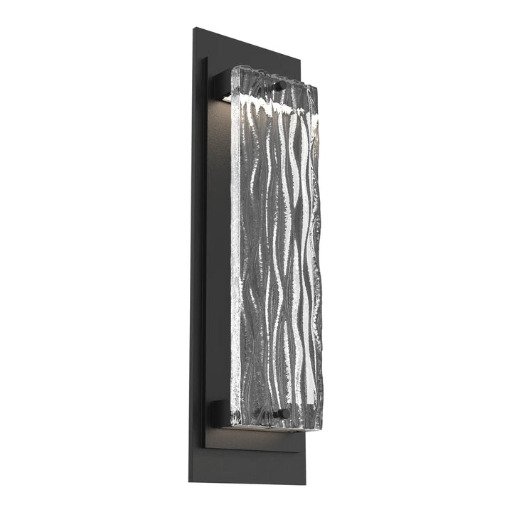 Tabulo Outdoor Sconce by Hammerton Studio in Textured Black with Tabulo Tidal glass (Medium)