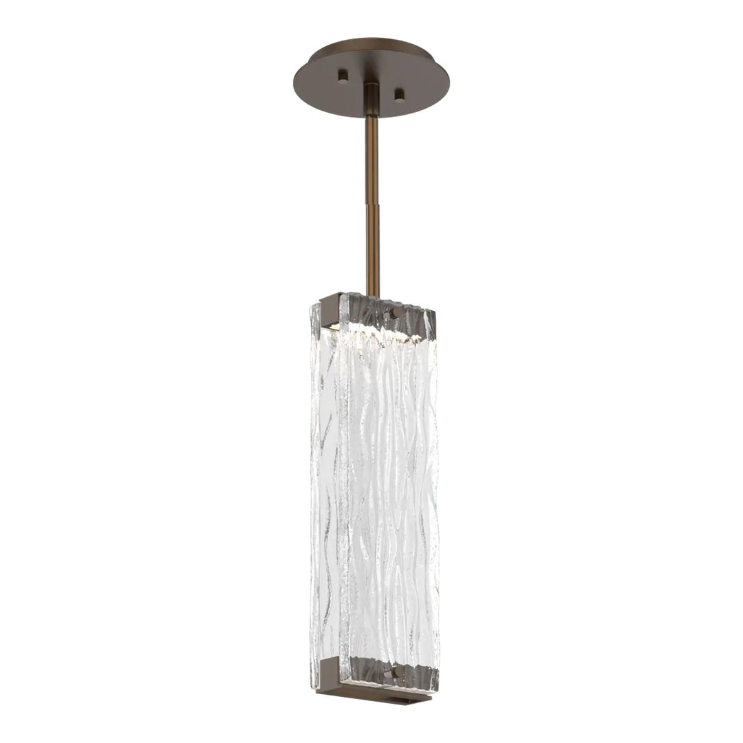 Tabulo Pendant by Hammerton Studio in Flat Bronze with Tabulo Tidal glass