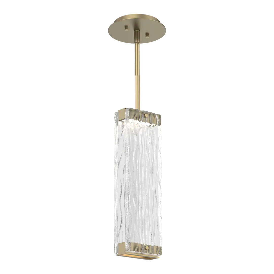Tabulo Pendant by Hammerton Studio in Gilded Brass with Tabulo Tidal glass
