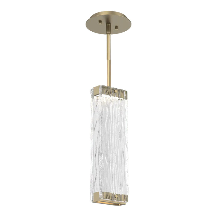 Tabulo Pendant by Hammerton Studio in Gilded Brass with Tabulo Tidal glass
