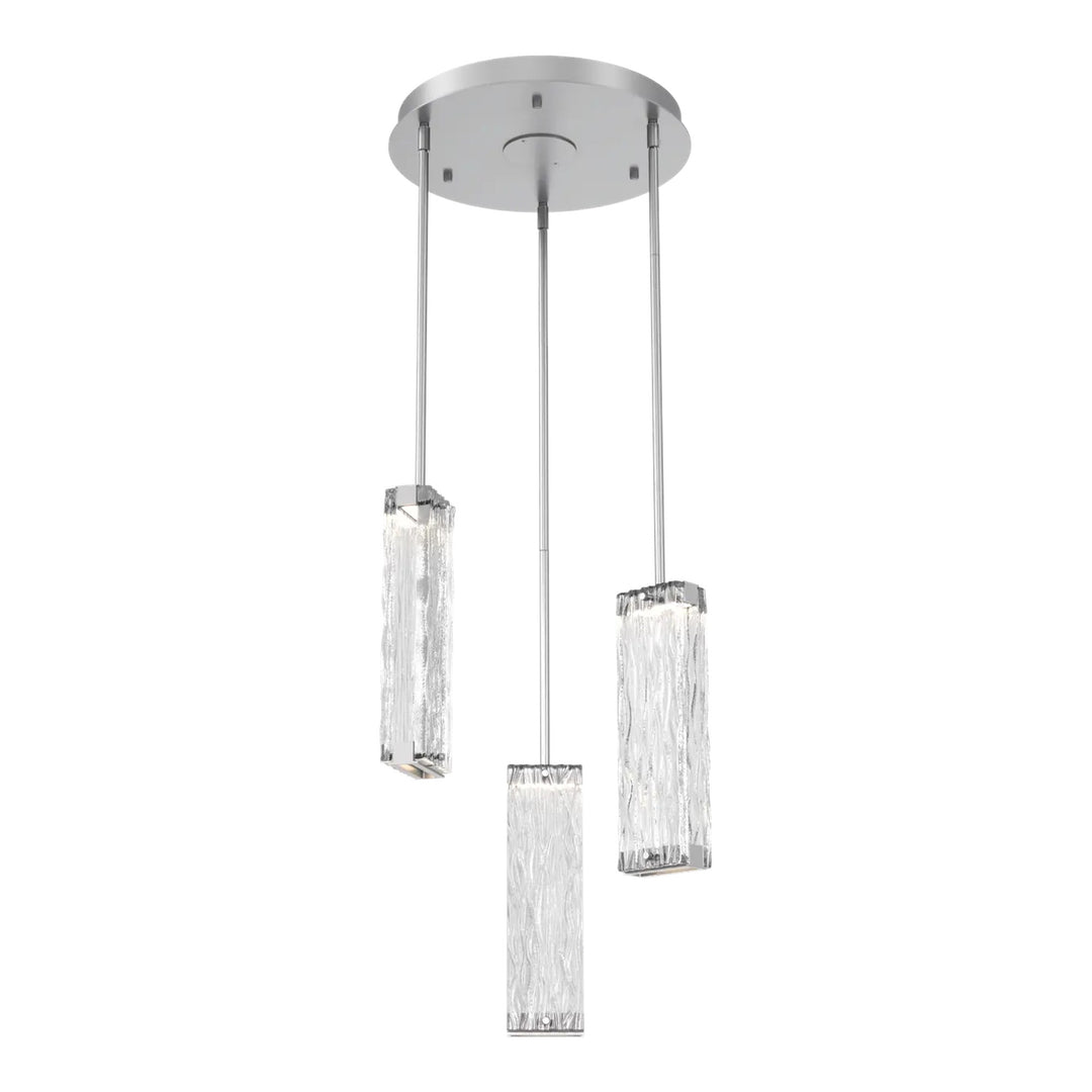 Tabulo Round Pendant Chandelier by Hammerton Studio in Classic Silver with Tabulo Tidal glass