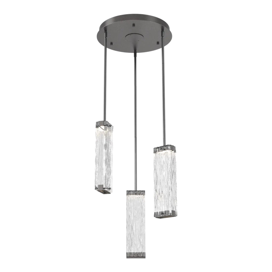 Tabulo Round Pendant Chandelier by Hammerton Studio in Graphite with Tabulo Tidal glass