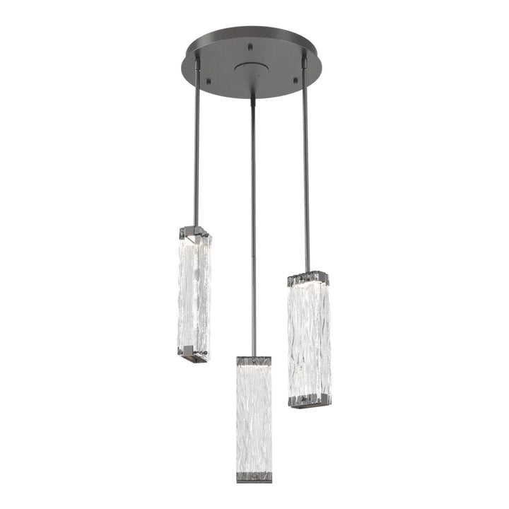 Tabulo Round Pendant Chandelier by Hammerton Studio in Graphite with Tabulo Tidal glass