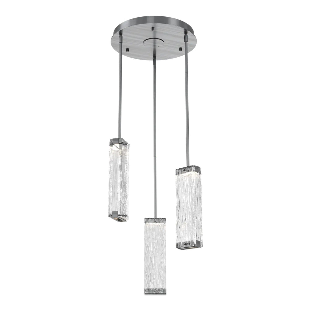 Tabulo Round Pendant Chandelier by Hammerton Studio in Gunmetal with Tabulo Tidal glass