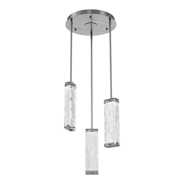Tabulo Round Pendant Chandelier by Hammerton Studio in Gunmetal with Tabulo Tidal glass