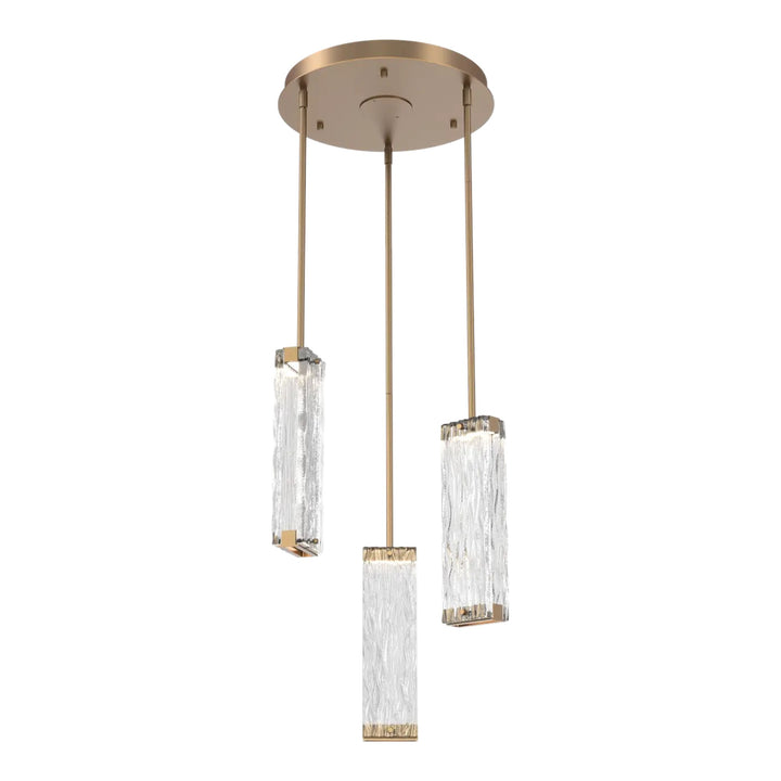 Tabulo Round Pendant Chandelier by Hammerton Studio in Novel Brass with Tabulo Tidal glass