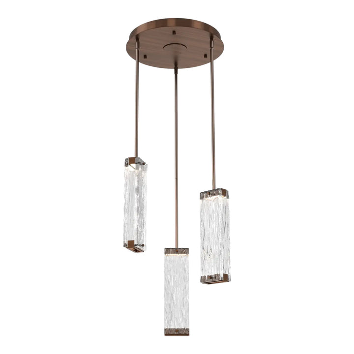 Tabulo Round Pendant Chandelier by Hammerton Studio in Oil-Rubbed Bronze with Tabulo Tidal glass