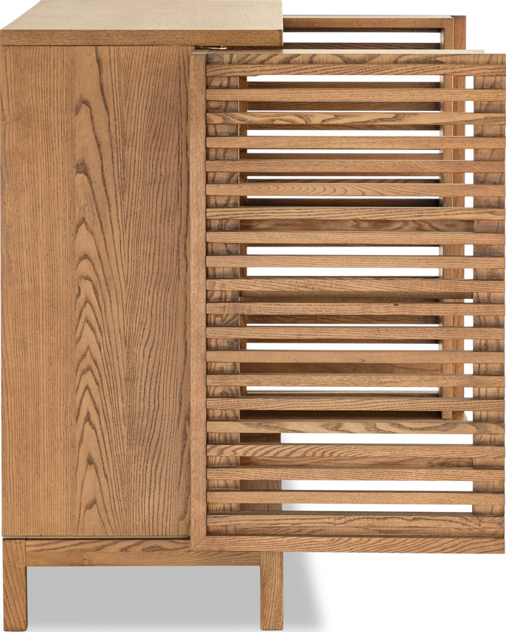 Tanner Bar Cabinet in Flaxen — lifestyle photo