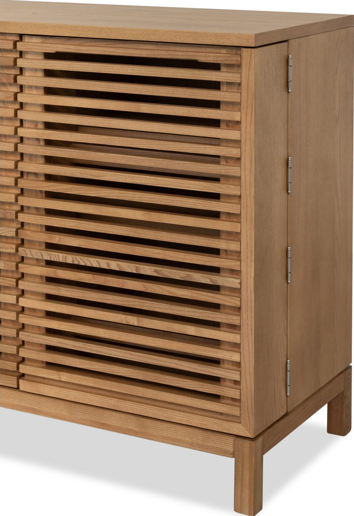 Tanner Bar Cabinet in Flaxen — lifestyle photo