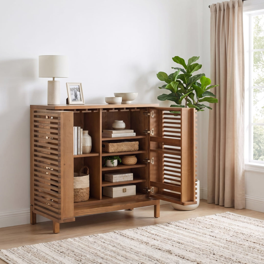 Tanner Bar Cabinet in Flaxen — lifestyle photo