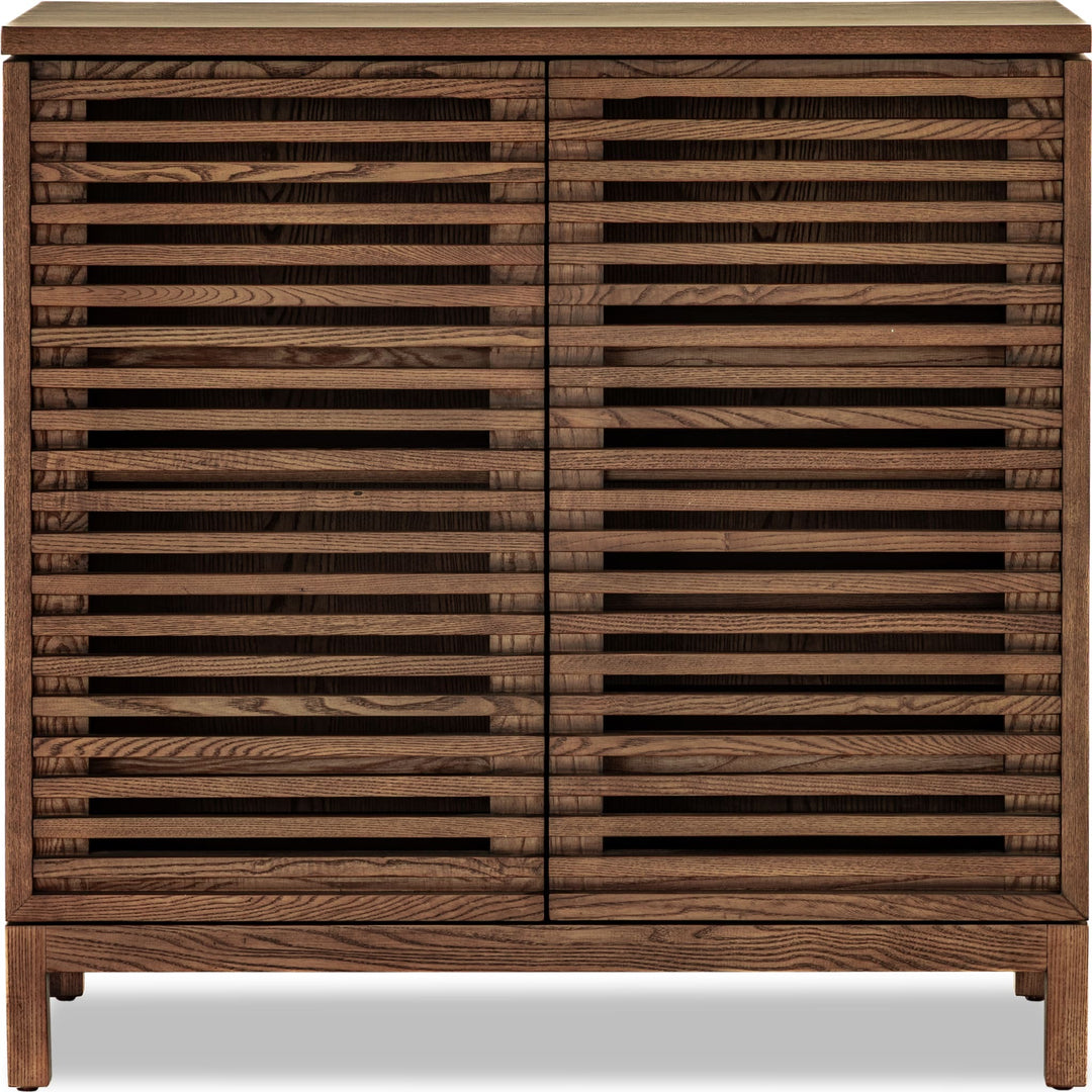 Tanner Bar Cabinet in Roux — product view on a white background