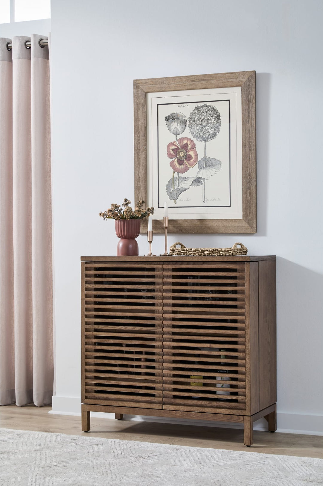 Tanner Bar Cabinet in Roux — lifestyle photo