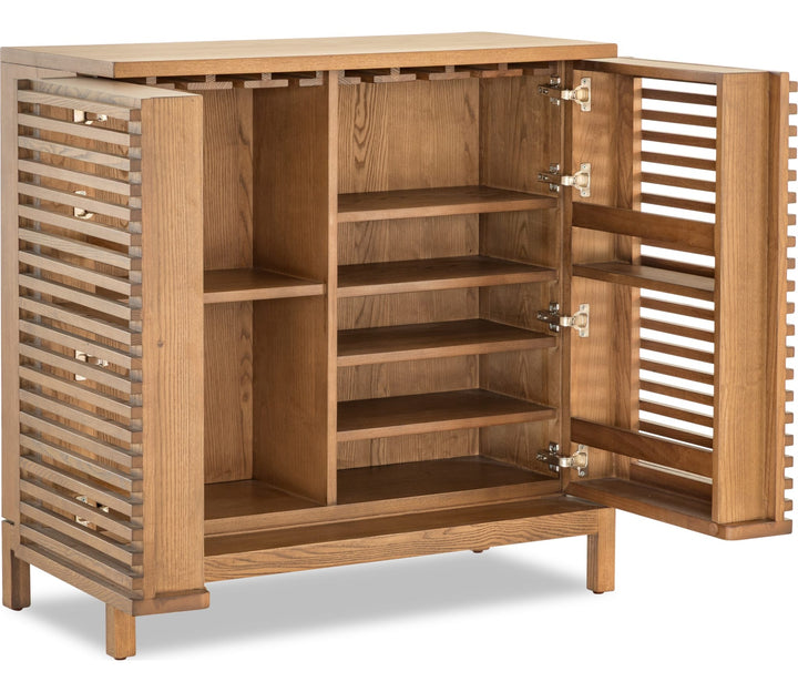 Tanner Bar Cabinet in Flaxen — product view on a white background