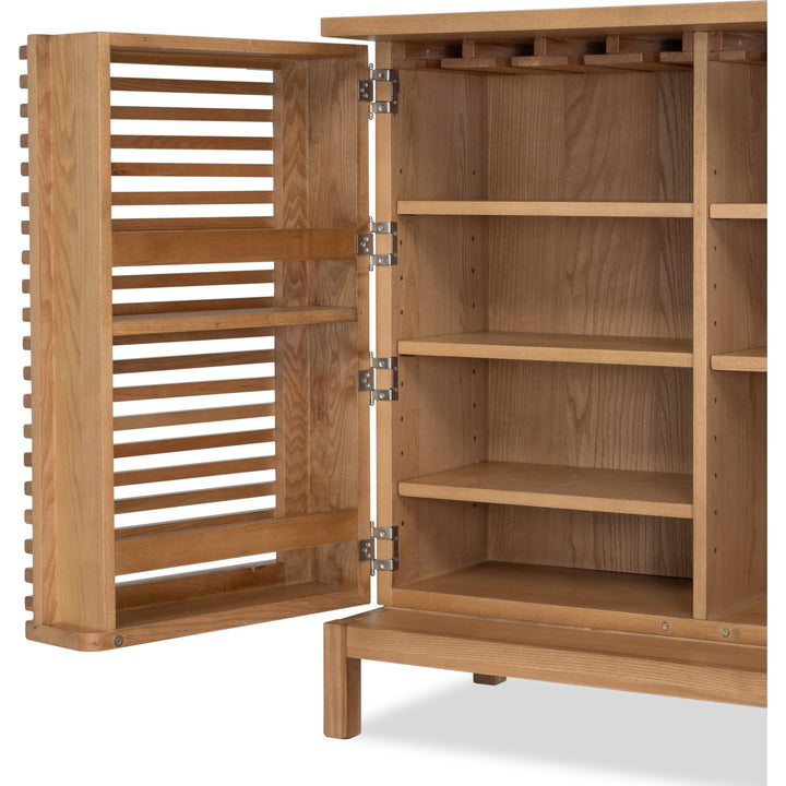 Tanner Bar Cabinet in Flaxen — product view on a white background