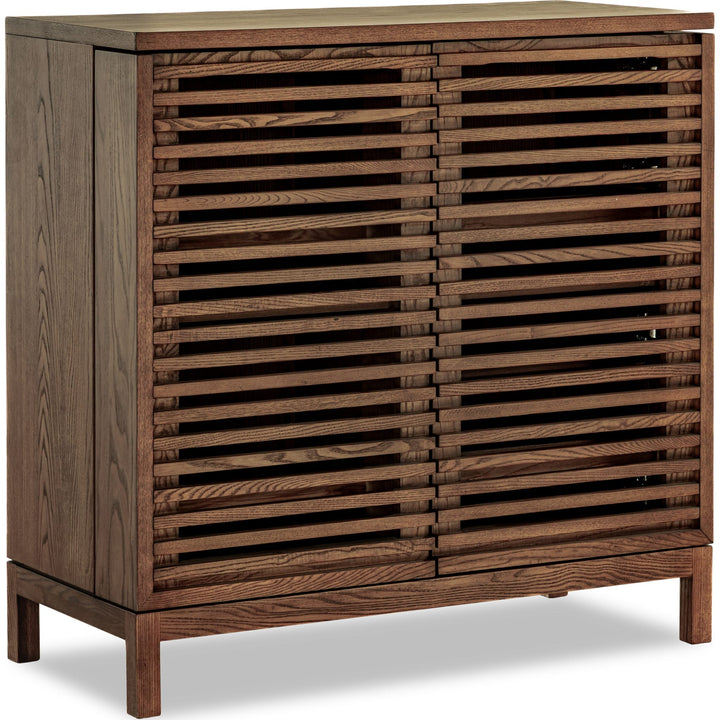 Tanner Bar Cabinet in Roux — product view on a white background