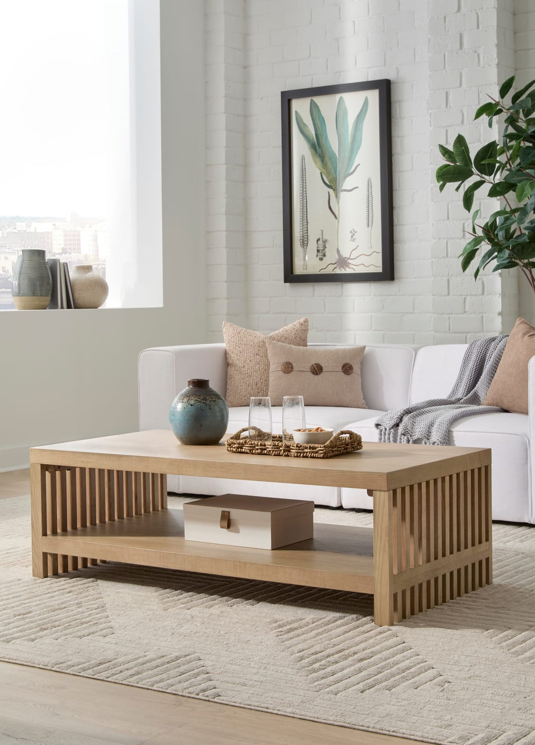 Tanner Coffee Table in Flaxen — lifestyle photo