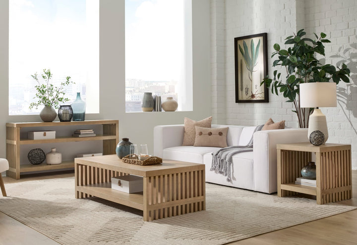 Tanner Coffee Table in Flaxen — lifestyle photo