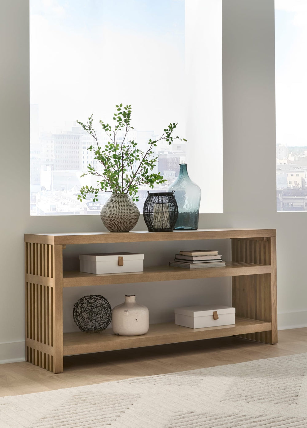 Tanner Console Table in Flaxen — lifestyle photo