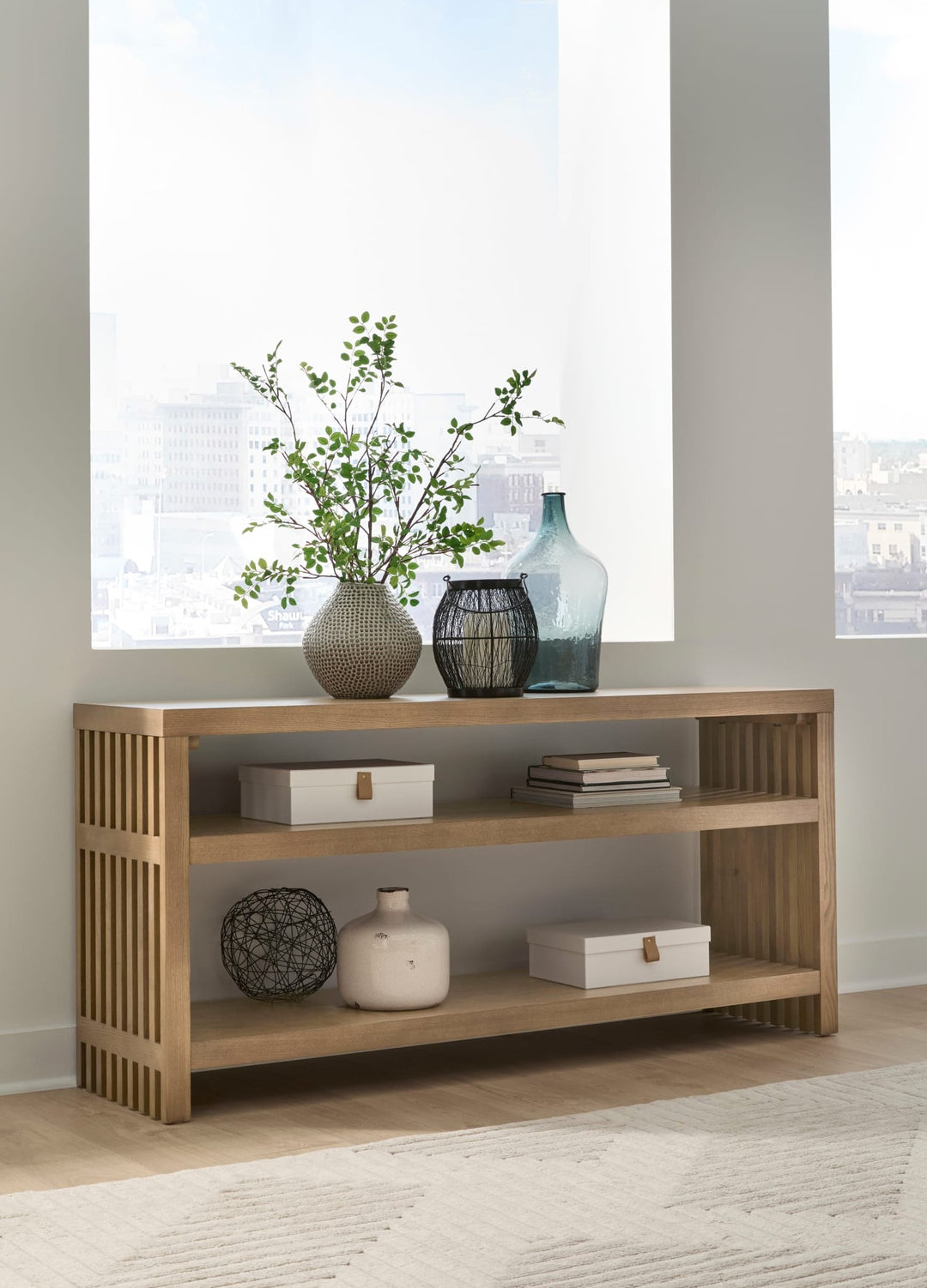 Tanner Console Table in Flaxen — lifestyle photo