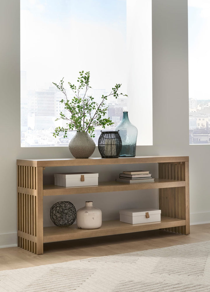 Tanner Console Table in Flaxen — lifestyle photo