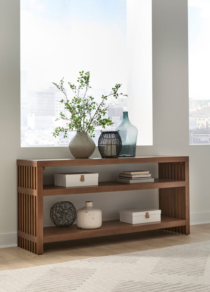 Tanner Console Table in Roux — lifestyle photo