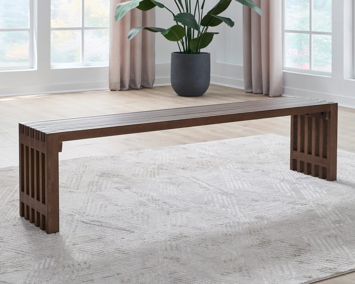 Tanner Dining Bench in Roux — lifestyle photo