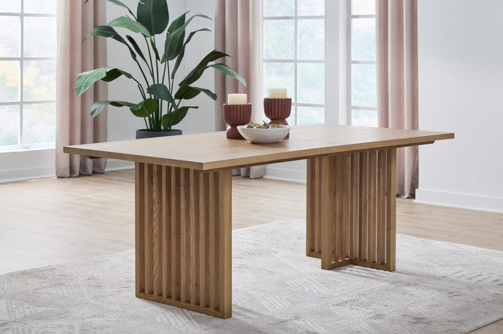 Tanner Dining Table in Flaxen — lifestyle photo