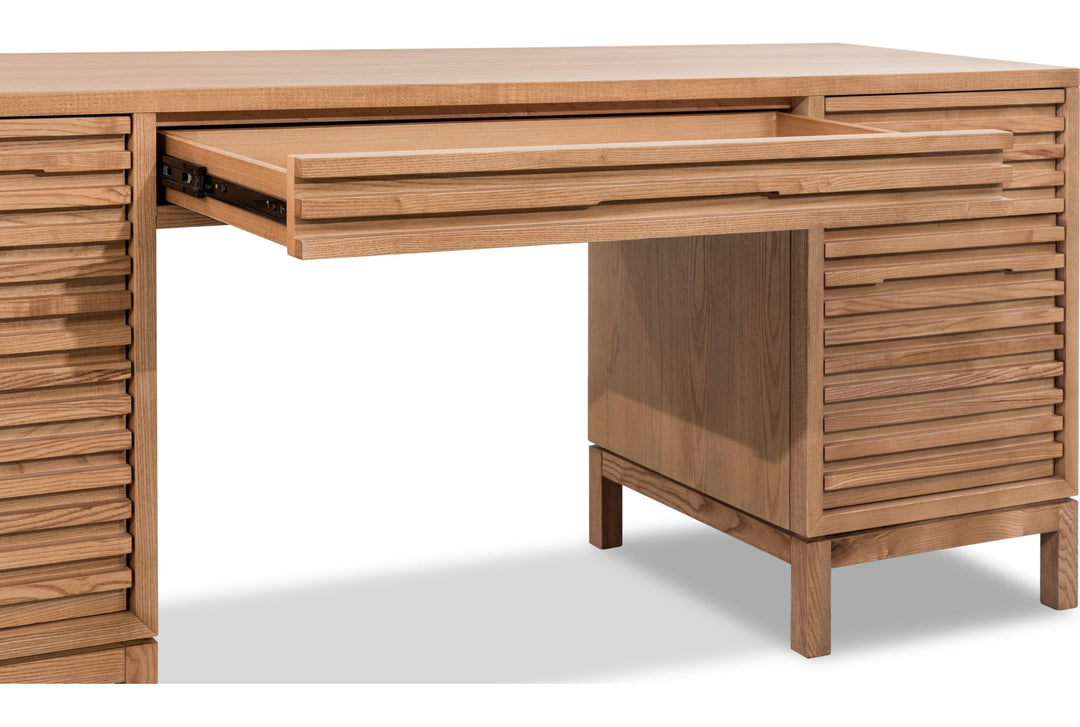 Tanner File Drawer Desk in Flaxen — product view on a white background