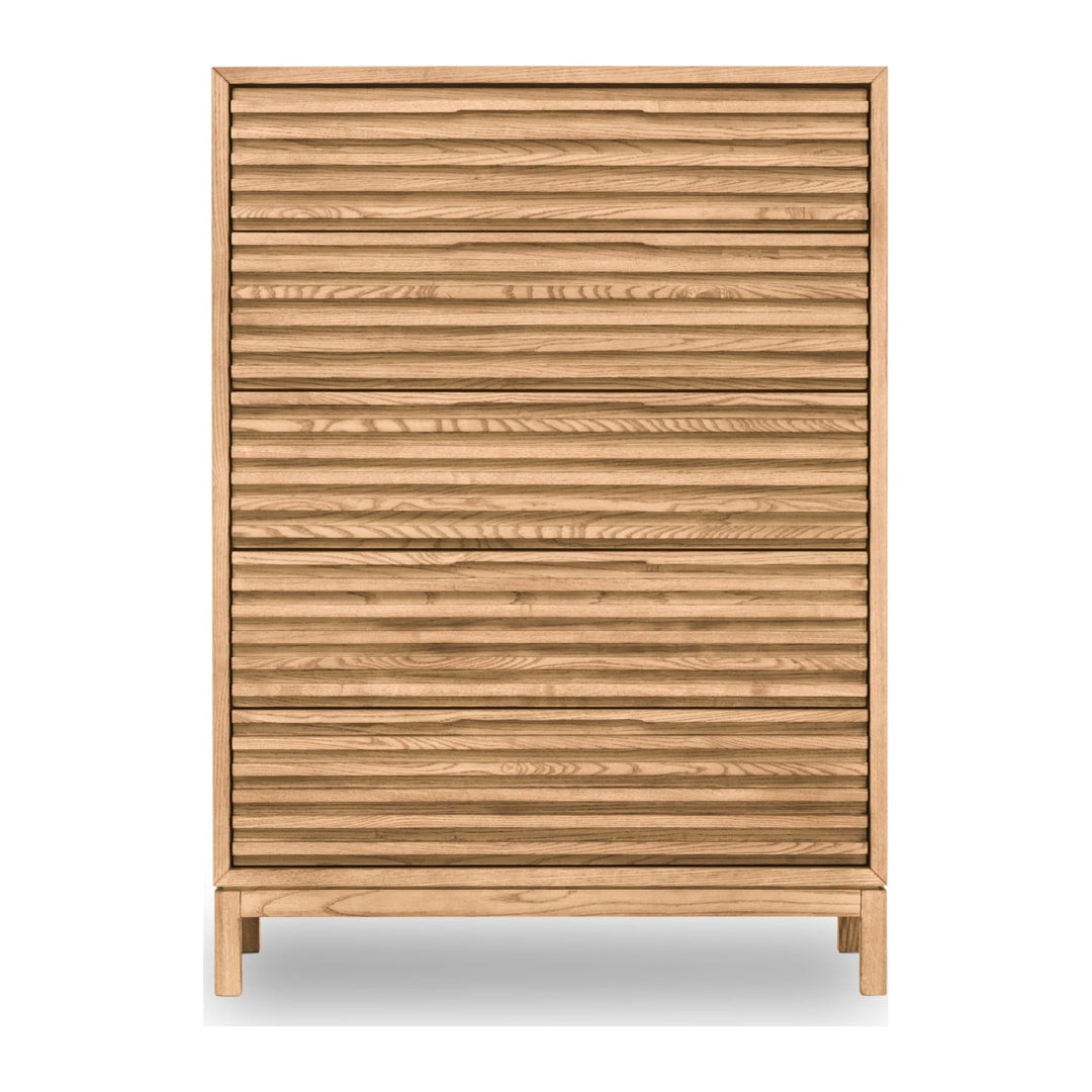 Tanner Five Drawer Chest by Modus in Flaxen — on a white background