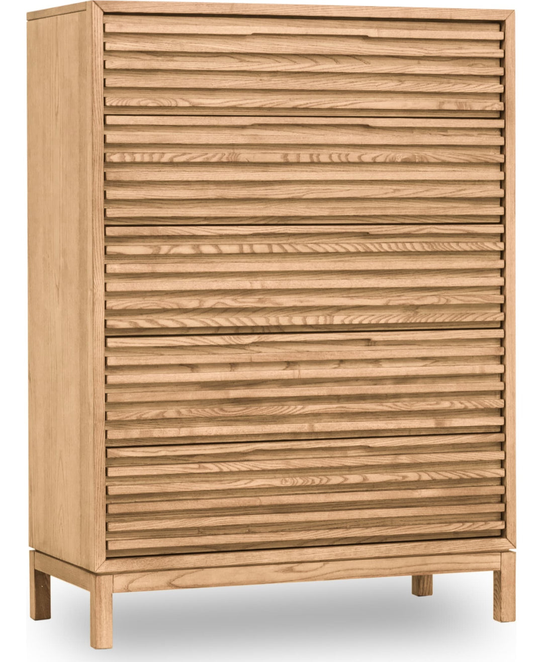Tanner Five Drawer Chest in Flaxen — on a white background