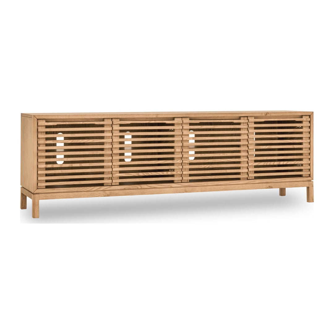 Tanner Four Door Solid Ash Media Console by Modus in Flaxen — product view on a white background