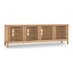 Tanner Four Door Solid Ash Media Console by Modus in Flaxen — product view on a white background