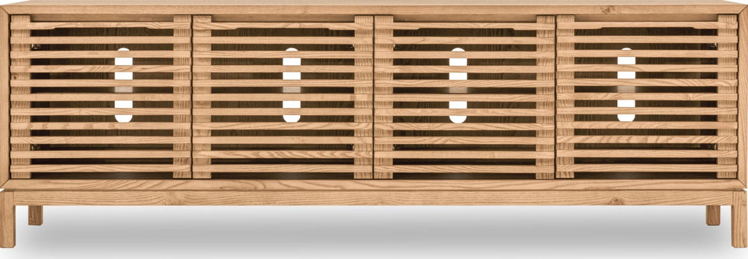 Tanner Four Door Solid Ash Media Console in Flaxen — lifestyle photo