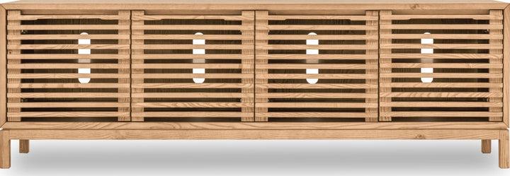 Tanner Four Door Solid Ash Media Console in Flaxen — lifestyle photo