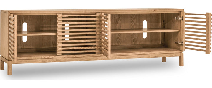 Tanner Four Door Solid Ash Media Console in Flaxen — product view on a white background