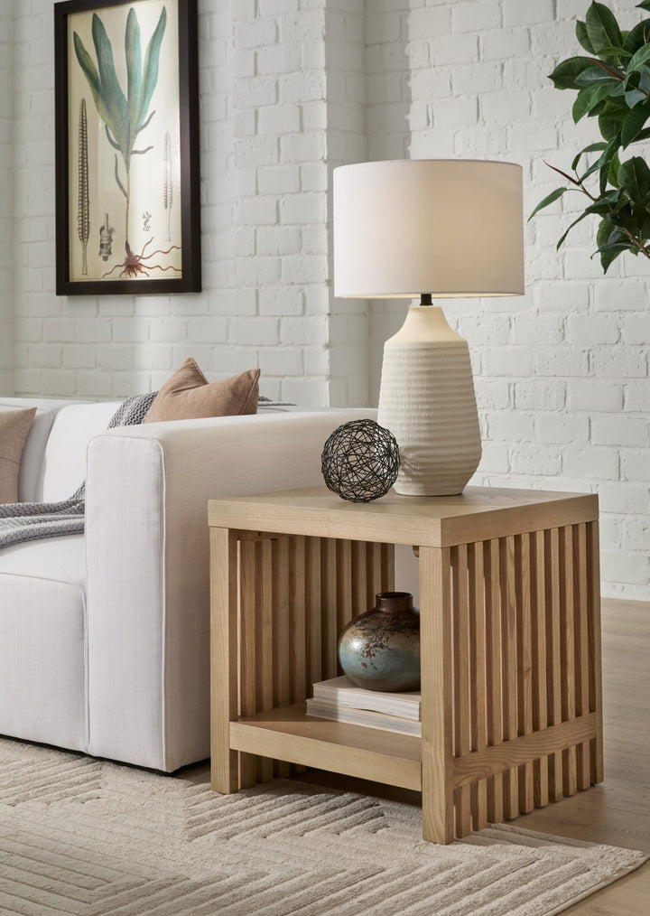 Tanner Side Table in Flaxen — lifestyle photo