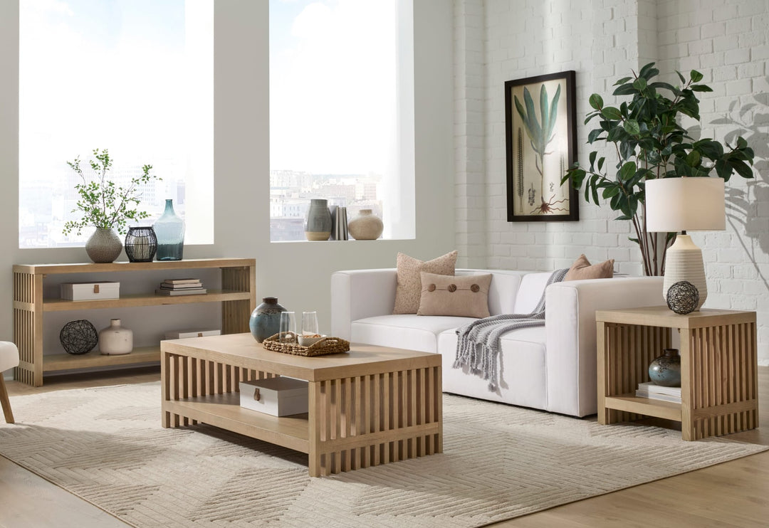 Tanner Side Table in Flaxen — lifestyle photo