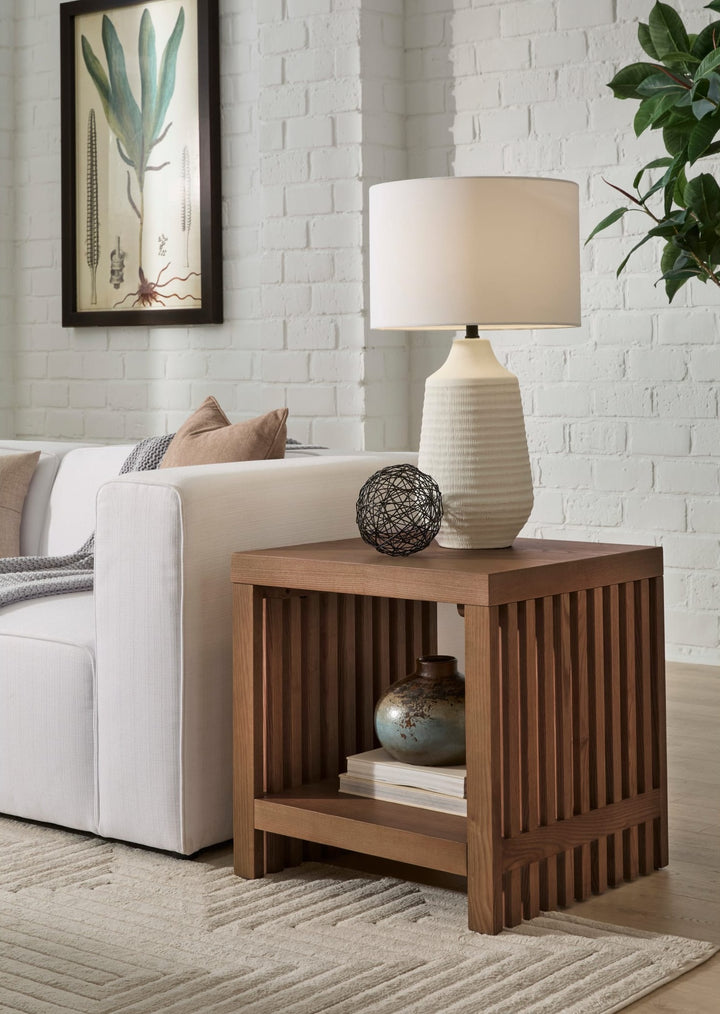 Tanner Side Table in Roux — lifestyle photo